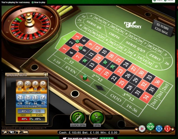 Mr Green online roulette i Sverige